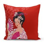 - Rh-K5802-Kirmizi-Zeminli-Pembe-Yelpazeli-Japon-Kiz-Dijital-Baskili-Dekoratif-Yastik-Kilifi - Realhomes  Kırmızı Zeminli Pembe Yelpazeli Japon Kız Dijital Baskılı Dekoratif Yastık Kılıfı Realhomes