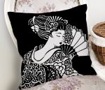 - Rh-K5805-Siyah-Zeminde-Gri-Japon-Kiz-Motifli-Dekoratif-Kirlent-Kilifi-1 - Realhomes Siyah Zeminde Gri Japon Kız Motifli Dekoratif Kırlent Kılıfı Realhomes