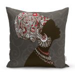 - Rh-K5825-Gri-Zemin-Desenli-Siyahi-Kadin-Motifli-Yastik-Kilifi - Realhomes  Gri Zemin Desenli Siyahi Kadın Motifli Yastık Kılıfı Realhomes