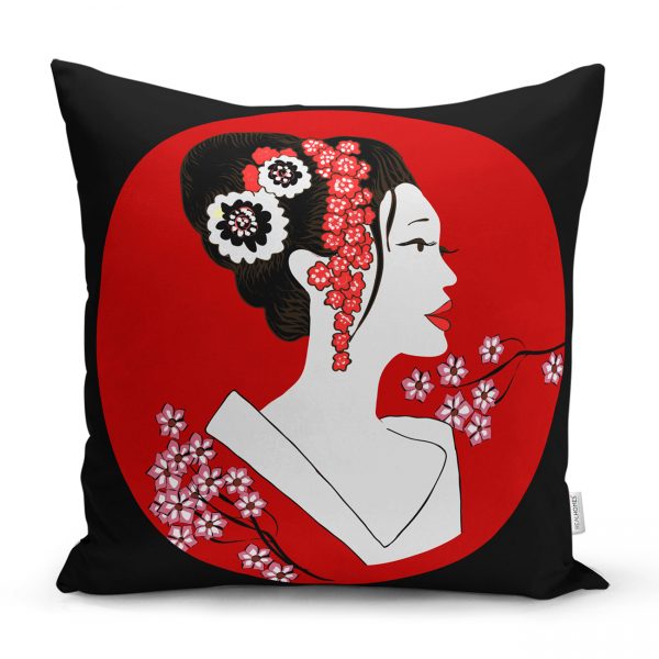 Japon Kültürü Zeminli Modern Kırlent Kılıfı Realhomes