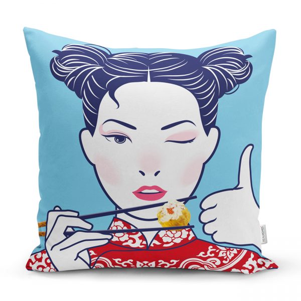 Japon Kültürü Zeminli Modern Kırlent Kılıfı Realhomes