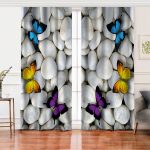 Kelebek Desenli Dijital Baskılı Salon Fon Perde Realhomes