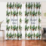 Beatiful Cactus Baskılı Dijital Salon Fon Perde Realhomes