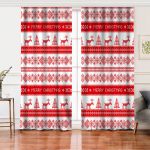 - Rh-Perde-3026-Merry-Christmas-Kanavice-Gorunumlu-Geyikler-Baskili-Salon-Fon-Perde - Realhomes  Merry Christmas Kanaviçe Görünümlü Geyikler Baskılı Salon Fon Perde Realhomes