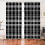 Siyah Beyaz Ekose Desenli Salon Fon Perde Realhomes