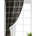 Siyah Zeminli Ekose Desenli Dijital Baskılı Salon Fon Perde Realhomes