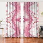 Pembe Beyaz Mermer Desenli Dijital Baskılı Salon Fon Perde Realhomes