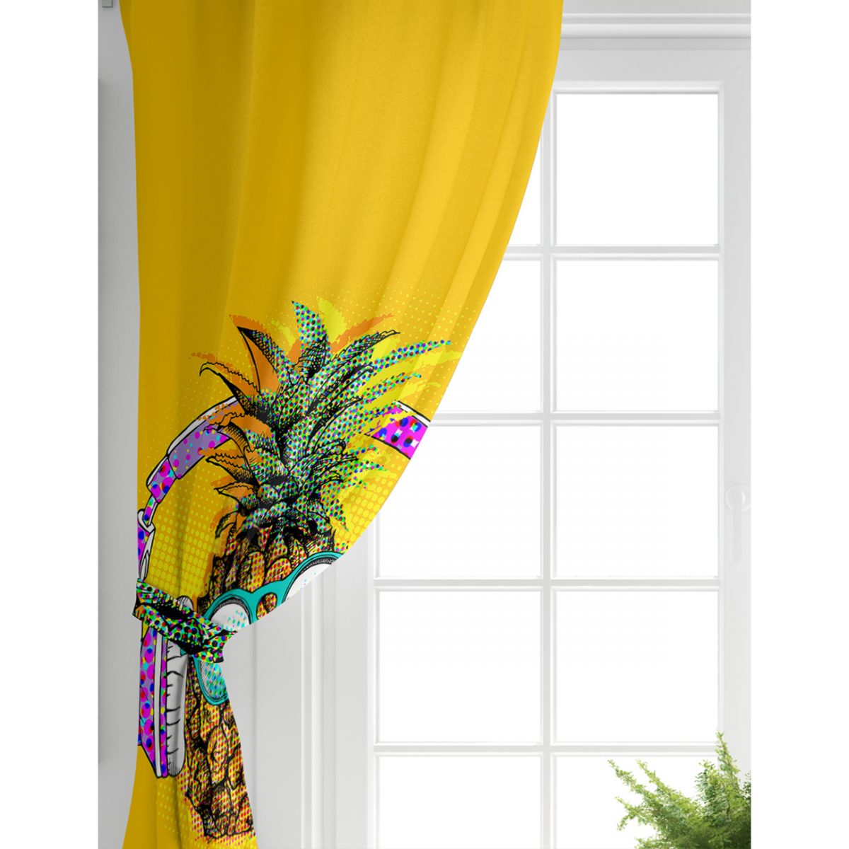 Summer Ananas Tasarımlı Salon Fon Perde Realhomes