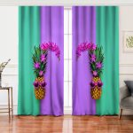- Rh-Perde-3202-Yesil-ve-Mor-Ananas-Temali-Ozel-Tasarim-Salon-Fon-Perde - Realhomes  Yeşil ve Mor Ananas Temalı Özel Tasarım Salon Fon Perde Realhomes