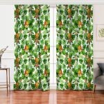 Summer Tropikal Desenli Özel Tasarımlı Salon Fon Perde Realhomes