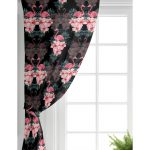 - Rh-Perde-3314-Siyah-Zeminde-Lilyum-ve-Flamingo-Ozel-Tasarim-Salon-Fon-Perde-1 - Realhomes Siyah Zeminde Lilyum ve Flamingo Özel Tasarım Salon Fon Perde Realhomes