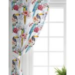 Papağan Desenli Dijital Baskılı Salon Fon Perde Realhomes