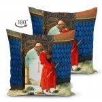 - Suet-K-1-1 - Realhomes  Kaplumbağa Terbiyecisi Çift Taraflı Dijital Baskılı Dekoratif Süet Yastık Kırlent Kılıfı Realhomes