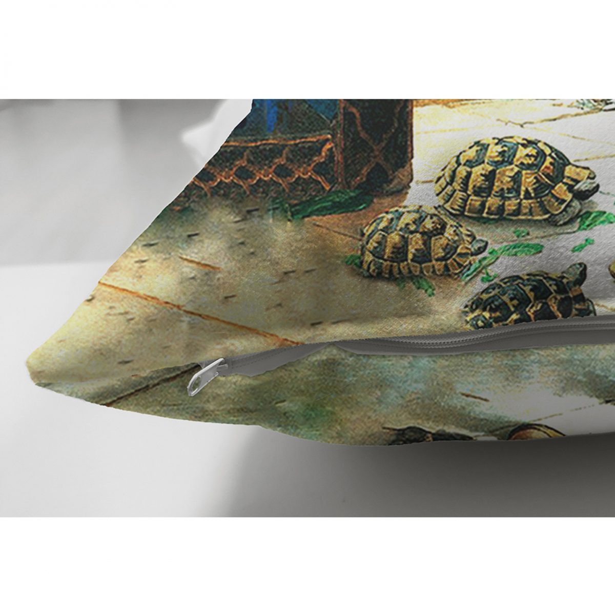 Kaplumbağa Terbiyecisi Çift Taraflı Dijital Baskılı Dekoratif Süet Yastık Kırlent Kılıfı Realhomes
