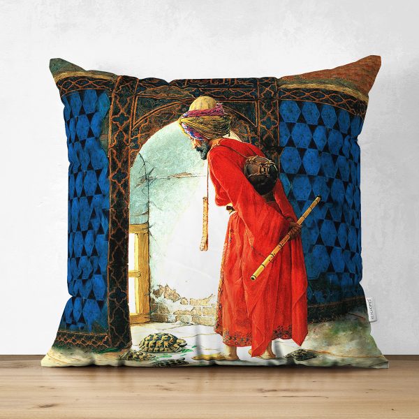 - Suet-K-1 - Realhomes  Kaplumbağa Terbiyecisi Çift Taraflı Dijital Baskılı Dekoratif Süet Yastık Kırlent Kılıfı Realhomes