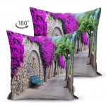 Mor Sarmaşık Desenli Çift Taraflı Dijital Baskılı Dekoratif Süet Yastık Kırlent Kılıfı Realhomes