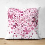 - Suet-K-102 - Realhomes  Kalp Desenli Çift Taraflı Dijital Baskılı Dekoratif Süet Yastık Kırlent Kılıfı Realhomes