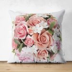 - Suet-K-108 - Realhomes Çift Taraflı Çiçek Desenli Dijital Baskılı Dekoratif Süet Yastık Kırlent Kılıfı Realhomes