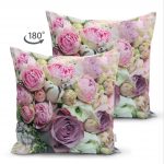 Çift Taraflı Pembe Güller Dijital Baskılı Dekoratif Süet Yastık Kırlent Kılıfı Realhomes