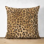 - Suet-K-113 - Realhomes  Çift Taraflı Leopar Desenli Dijital Baskılı Dekoratif Süet Yastık Kırlent Kılıfı Realhomes