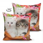 Çift Taraflı Sevimli Kediler Dijital Baskılı Dekoratif Süet Yastık Kırlent Kılıfı Realhomes
