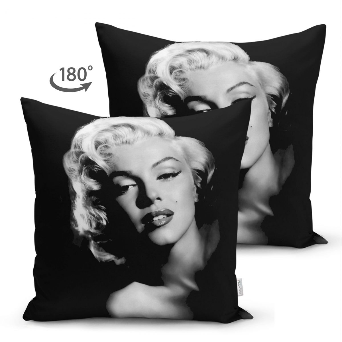 Çift Taraflı Marilyn Monroe Resimli Dijital Baskılı Dekoratif Süet Yastık Kırlent Kılıfı Realhomes