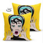 Çift Taraflı Pop Art Resimli Dijital Baskılı Dekoratif Süet Yastık Kırlent Kılıfı Realhomes