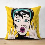 Çift Taraflı Pop Art Resimli Dijital Baskılı Dekoratif Süet Yastık Kırlent Kılıfı Realhomes