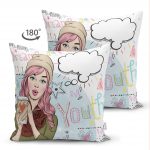 - Suet-K-162-1 - Realhomes  Çift Taraflı Pop Art Desenli Dijital Baskılı Modern Süet Yastık Kırlent Kılıfı Realhomes