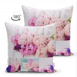 - Suet-K-184-1 - Realhomes  Çift Taraflı Çiçek Bahçesi Dijital Baskılı Dekoratif Süet Yastık Kırlent Kılıfı Realhomes