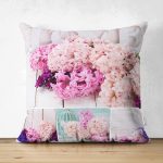 - Suet-K-184 - Realhomes  Çift Taraflı Çiçek Bahçesi Dijital Baskılı Dekoratif Süet Yastık Kırlent Kılıfı Realhomes