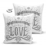 - Suet-K-2006-1 - Realhomes  Çift Taraflı Love Yazılı Dijital Baskı Dekoratif Süet Yastık Kırlent Kılıfı Realhomes