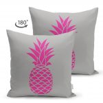 - Suet-K-2016-1 - Realhomes Çift Taraflı Gri Zemin Ananas Dijital Baskılı Süet Yastık Kırlent Kılıfı Realhomes
