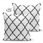 - Suet-K-2022-1 - Realhomes  Çift Taraflı Siyah Beyaz Ogea Desenli Dekoratif Süet Yastık Kırlent Kılıfı Realhomes