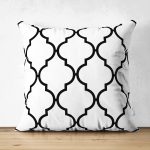 - Suet-K-2022 - Realhomes  Çift Taraflı Siyah Beyaz Ogea Desenli Dekoratif Süet Yastık Kırlent Kılıfı Realhomes