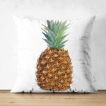 - Suet-K-2031 - Realhomes  Ananas Desenli Çift Taraflı Dijital Baskılı Dekoratif Süet Yastık Kırlent Kılıfı Realhomes