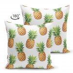 Çift Taraflı Ananas Desenli Dijital Baskı Dekoratif Süet Yastık Kırlent Kılıfı Realhomes