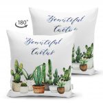 - Suet-K-2033-1 - Realhomes Çift Taraflı Beatiful Cactus Dijital Baskılı Süet Yastık Kırlent Kılıfı Realhomes