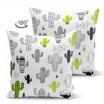 - Suet-K-2035-1 - Realhomes  Kaktüs Desenli Özel Tasarım Çift Taraflı Süet Yastık Kırlent Kılıfı Realhomes