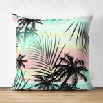 - Suet-K-2036 - Realhomes  Realhomes Palmiye Yaprakları Çift Taraflı Süet Yastık Kırlent Kılıfı Realhomes