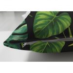 - Suet-K-2038-2 - Realhomes  Siyah Zemin Yapraklar Çift Taraflı Süet Yastık Kırlent Kılıfı Realhomes