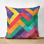 - Suet-K-2040 - Realhomes  Renkli Geometrik Desenli Çift Taraflı Dijital Baskılı Süet Yastık Kırlent Kılıfı Realhomes