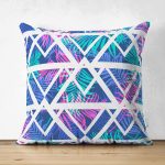 - Suet-K-2043 - Realhomes  Palmiye Zigzag Desenli Çift Taraflı Dijital Baskılı Süet Yastık Kırlent Kılıfı Realhomes