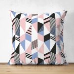 - Suet-K-2045 - Realhomes  Modern Geometrik Desenli Çift Taraflı Dijital Baskılı Süet Yastık Kırlent Kılıfı Realhomes