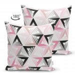 - Suet-K-2050-1 - Realhomes  Renkli Üçgen Motifler Süet Çift Taraflı Dijital Baskılı Kırlent Kılıfı Realhomes