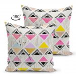 - Suet-K-2051-1 - Realhomes  Renkli Kareler Özel Tasarım Çift Taraflı Dijital Baskılı Süet Yastık Kırlent Kılıfı Realhomes