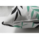- Suet-K-2071-2 - Realhomes  Yeşil Siyah Yaprak Desenli Çift Taraflı Dijital Baskılı Modern Süet Yastık Kılıfı Realhomes