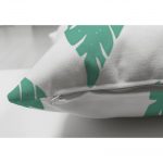 - Suet-K-2073-2 - Realhomes  Çift Taraflı Beyaz Temalı Mint Yeşili Yaprak Motifli Dekoratif Süet Yastık Kılıfı Realhomes