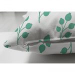 - Suet-K-2075-2 - Realhomes  Çift Taraflı Beyaz Mint Yeşili Yaprak Motifli Dekoratif Süet Yastık Kırlent Kılıfı Realhomes