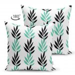 - Suet-K-2077-1 - Realhomes  Renkli Yaprak Motifli Çift Taraflı Dijital Baskılı Modern Süet Yastık Kırlent Kılıfı Realhomes